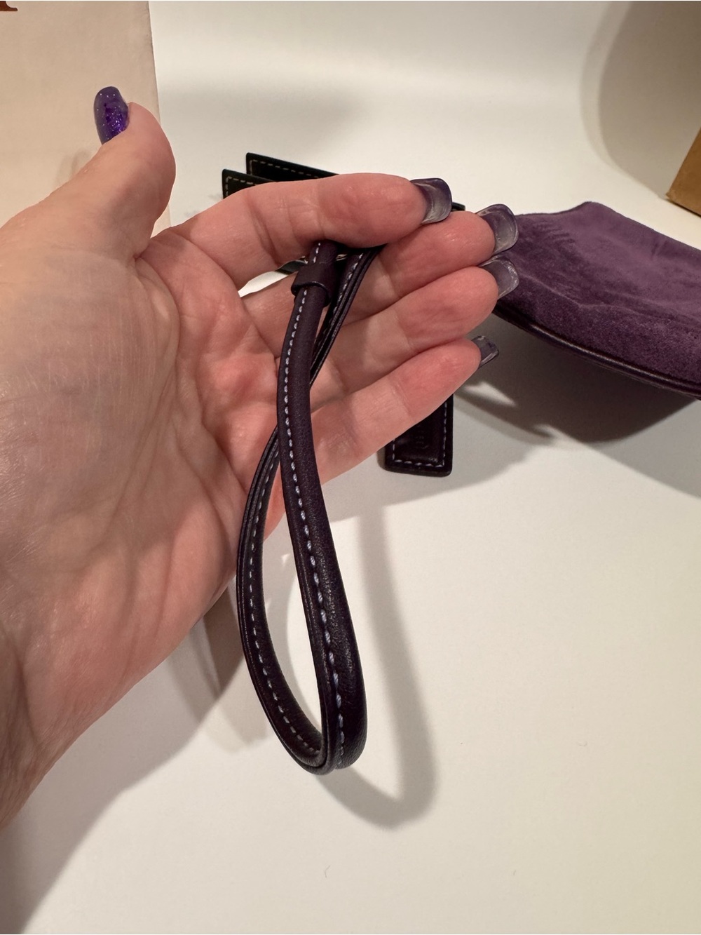 Coach Purple Suede & Metallic Patchwork Wristlet Duo - Picture 14 of 16